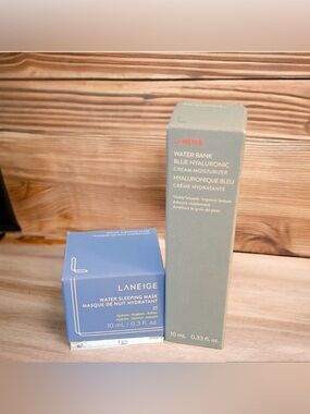 NEW Laneige Water Bank Blue Hyaluronic Moisturizer & Water Sleeping Mask Duo